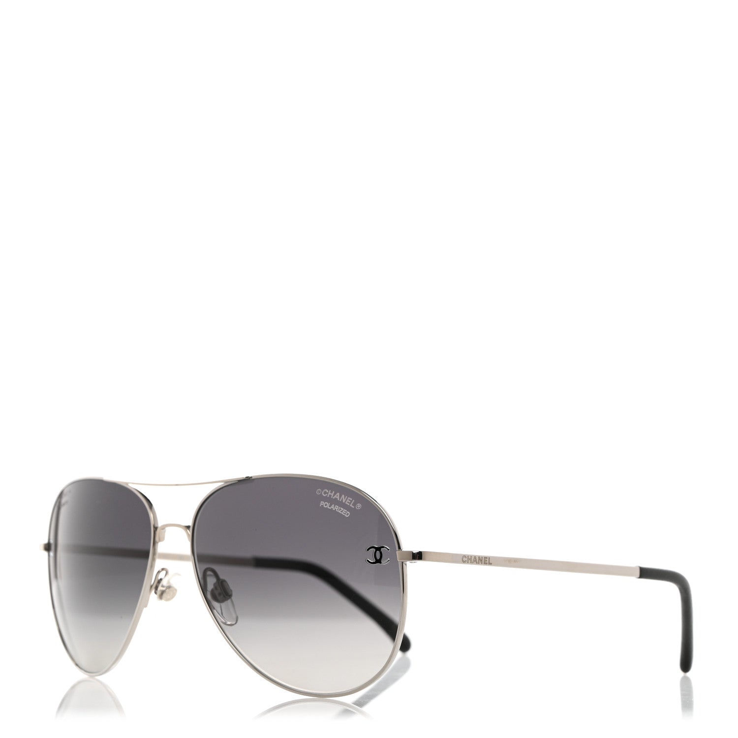 Chanel Aviator CC Sunglasses 4189-T-Q Silver 1 of 8