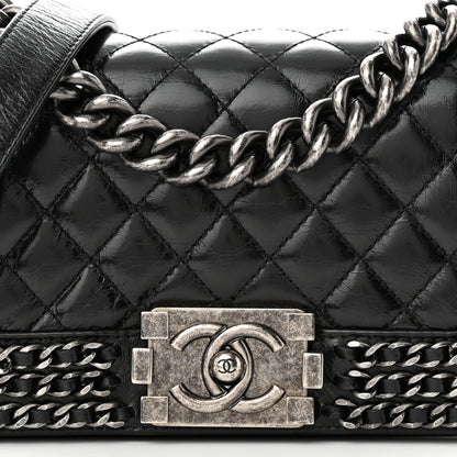 Chanel Glazed Calfskin Quilted Small Boy Chained Flap Black 8 of 10