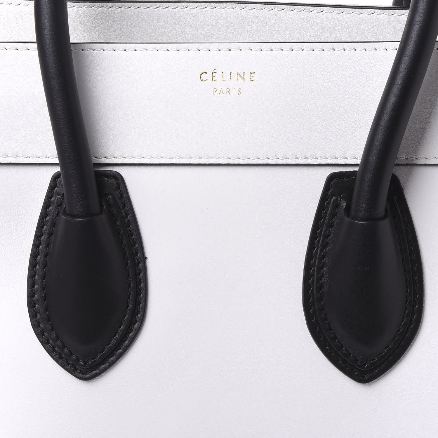 Celine Satin Calfskin Mini Bi-Color Luggage White Black 8 of 8