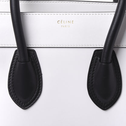 Celine Satin Calfskin Mini Bi-Color Luggage White Black 8 of 8