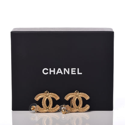 Chanel CC Drop Earrings Matte Gold 5 of 5