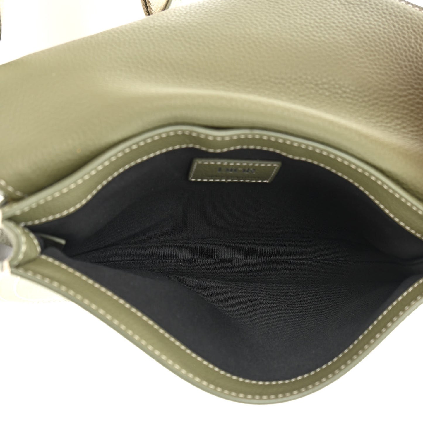 X KAWS Grained Calfskin Saddle Pouch Olive