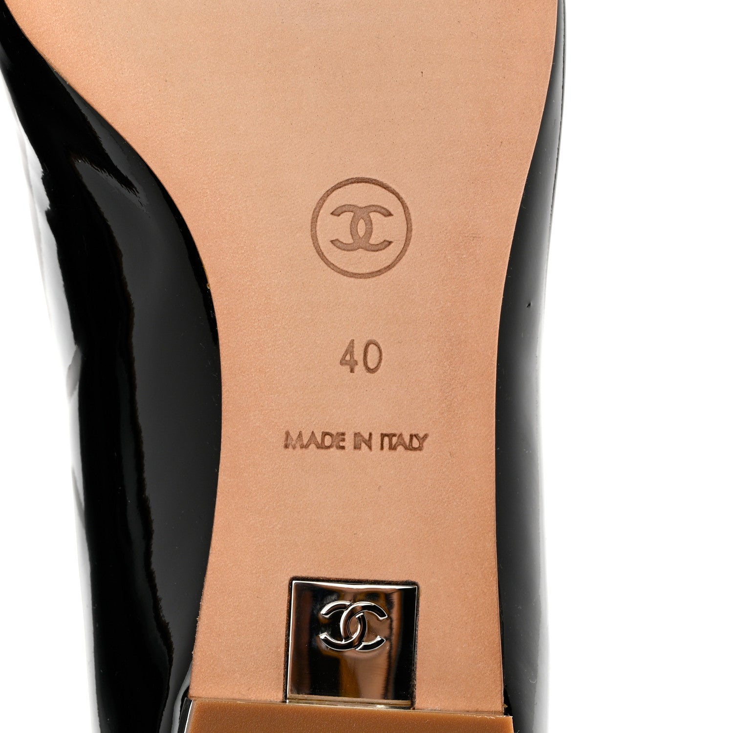 Chanel Patent Mirrored Peep Toe Flats 40 Black 7 of 8