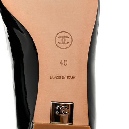Chanel Patent Mirrored Peep Toe Flats 40 Black 7 of 8