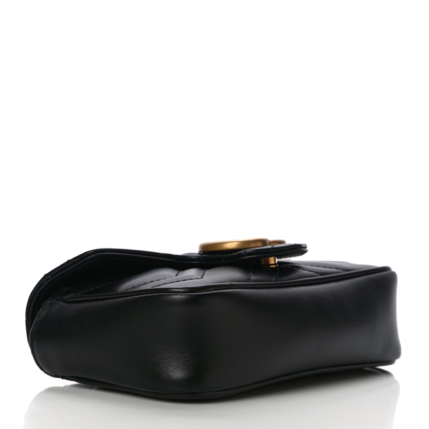 Gucci Calfskin Matelasse Super Mini GG Marmont Shoulder Bag Black 4 of 11