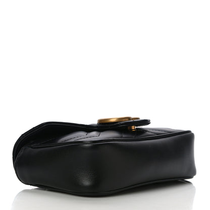 Gucci Calfskin Matelasse Super Mini GG Marmont Shoulder Bag Black 4 of 11