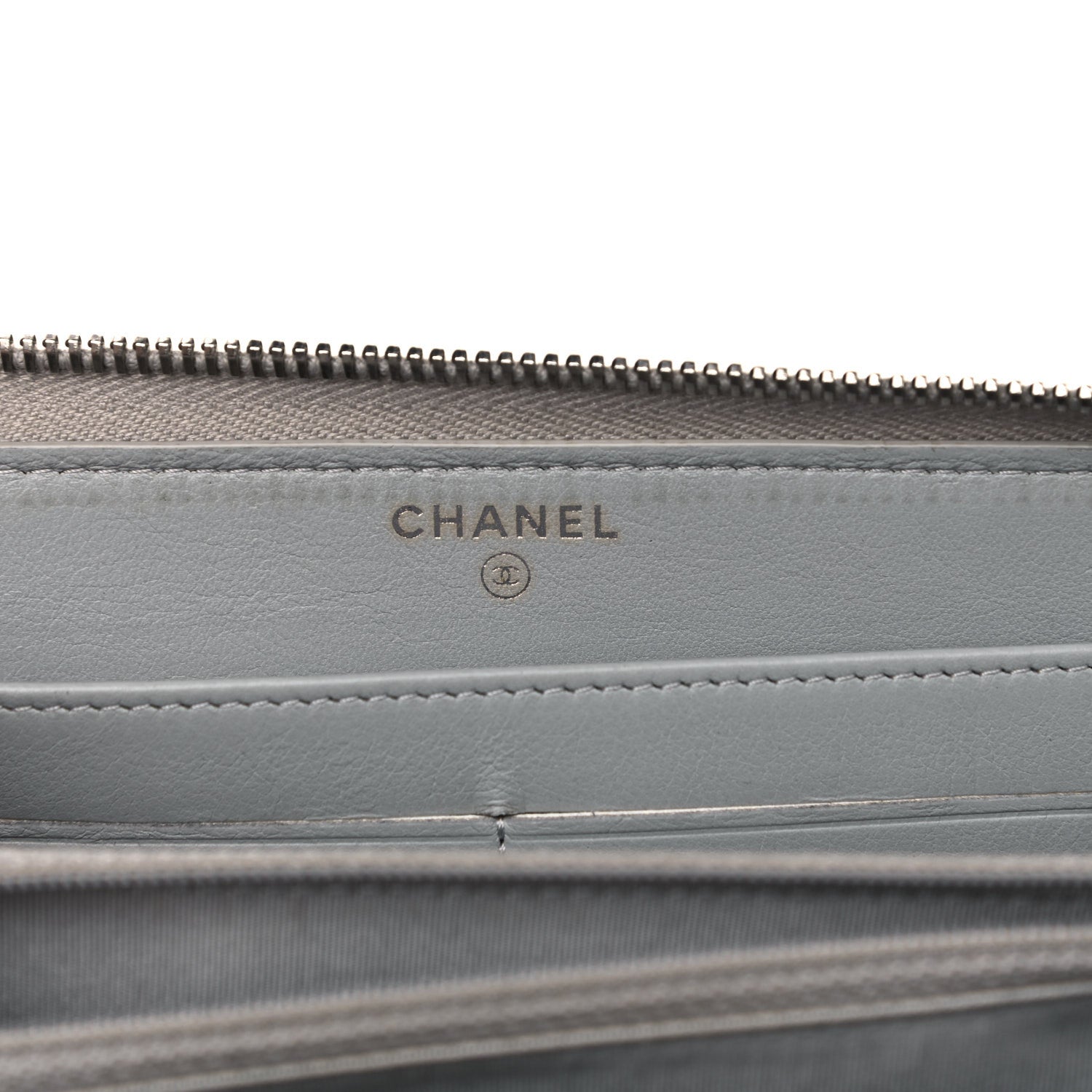 Chanel Canvas Deauville Zip Around Wallet Grey 7 of 11