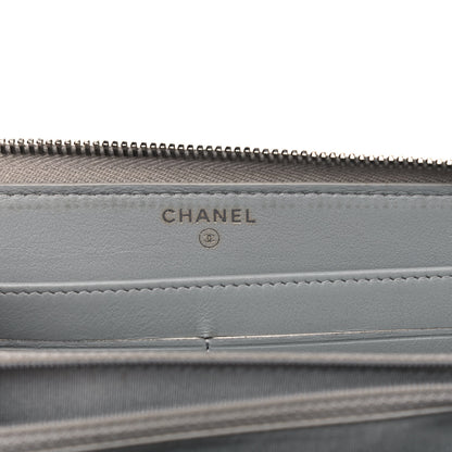 Chanel Canvas Deauville Zip Around Wallet Grey 7 of 11