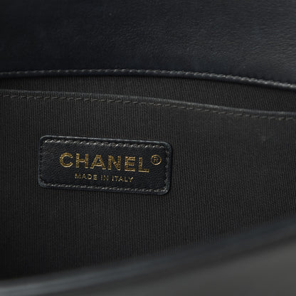 Chanel Calfskin Chevron Quilted Medium Boy Flap Black 6 of 14
