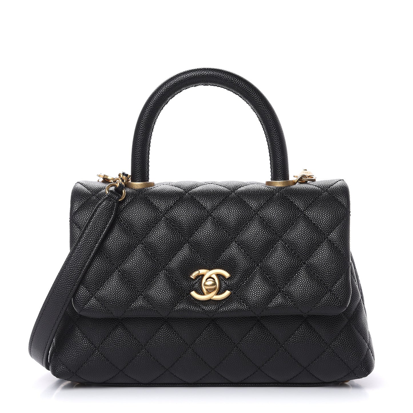 Caviar Quilted Mini Coco Handle Flap Black