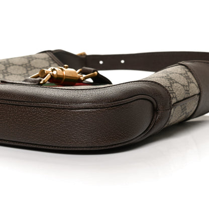Gucci X BALENCIAGA BB Supreme Monogram Calfskin Web Small Jackie 1961 Hobo Beige Ebony 10 of 11