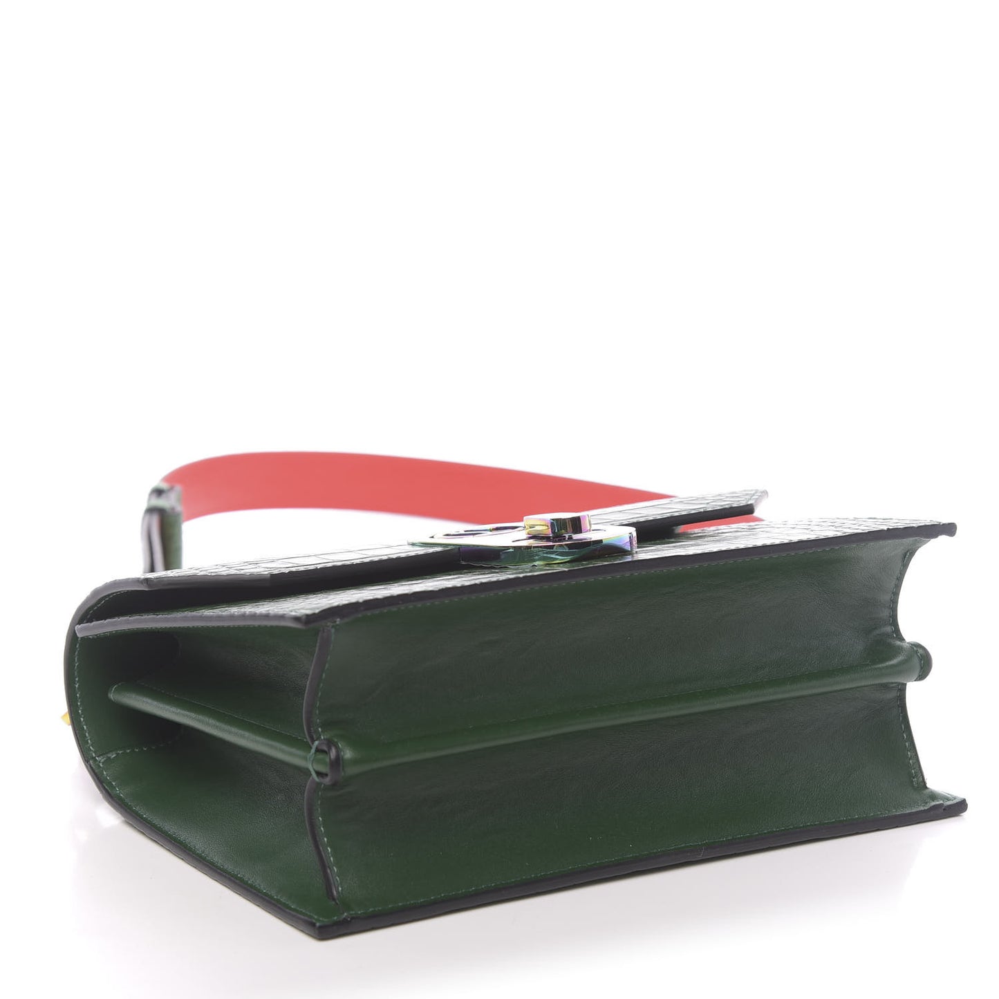 Alligator Embossed Calfskin Elisa Top Handle Bag Canpoee Rainbow