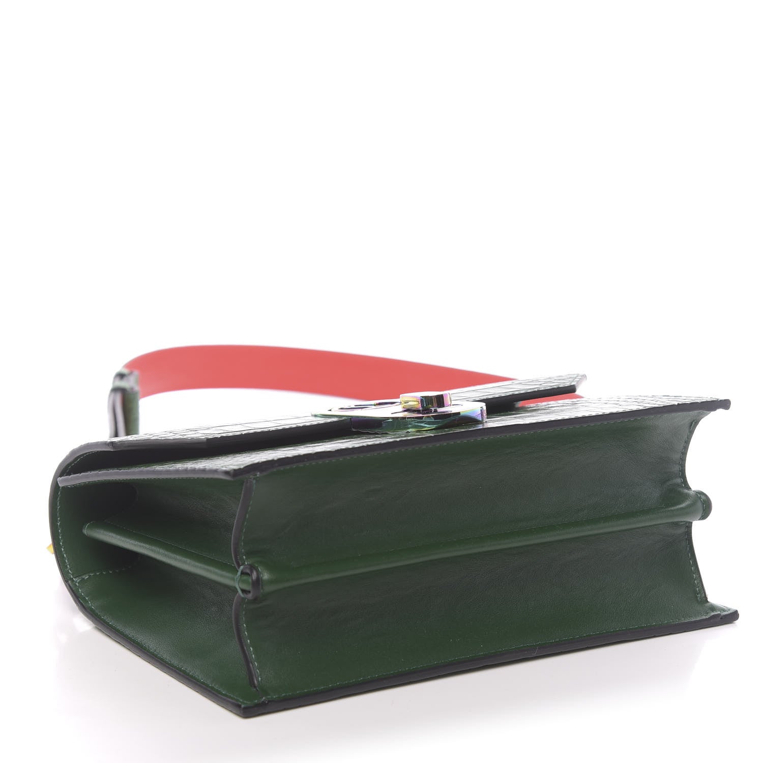Christian Louboutin Alligator Embossed Calfskin Elisa Top Handle Bag Canpoee Rainbow 7 of 13