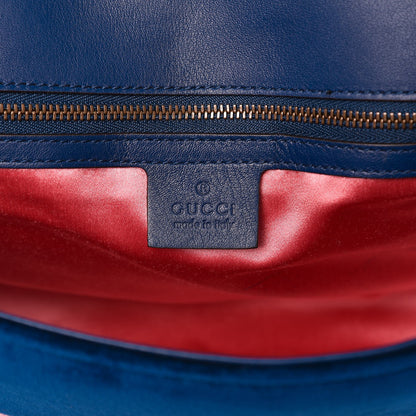 Gucci Velvet Matelasse Modern Embroidered Medium GG Marmont Shoulder Bag Cobalt 6 of 8