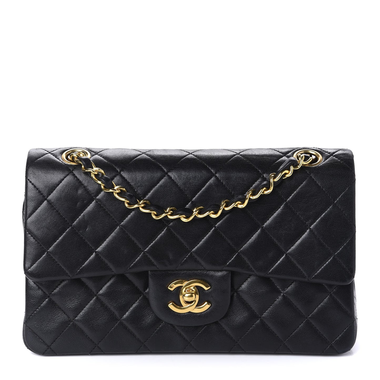 Lambskin Quilted Small Double Flap Black