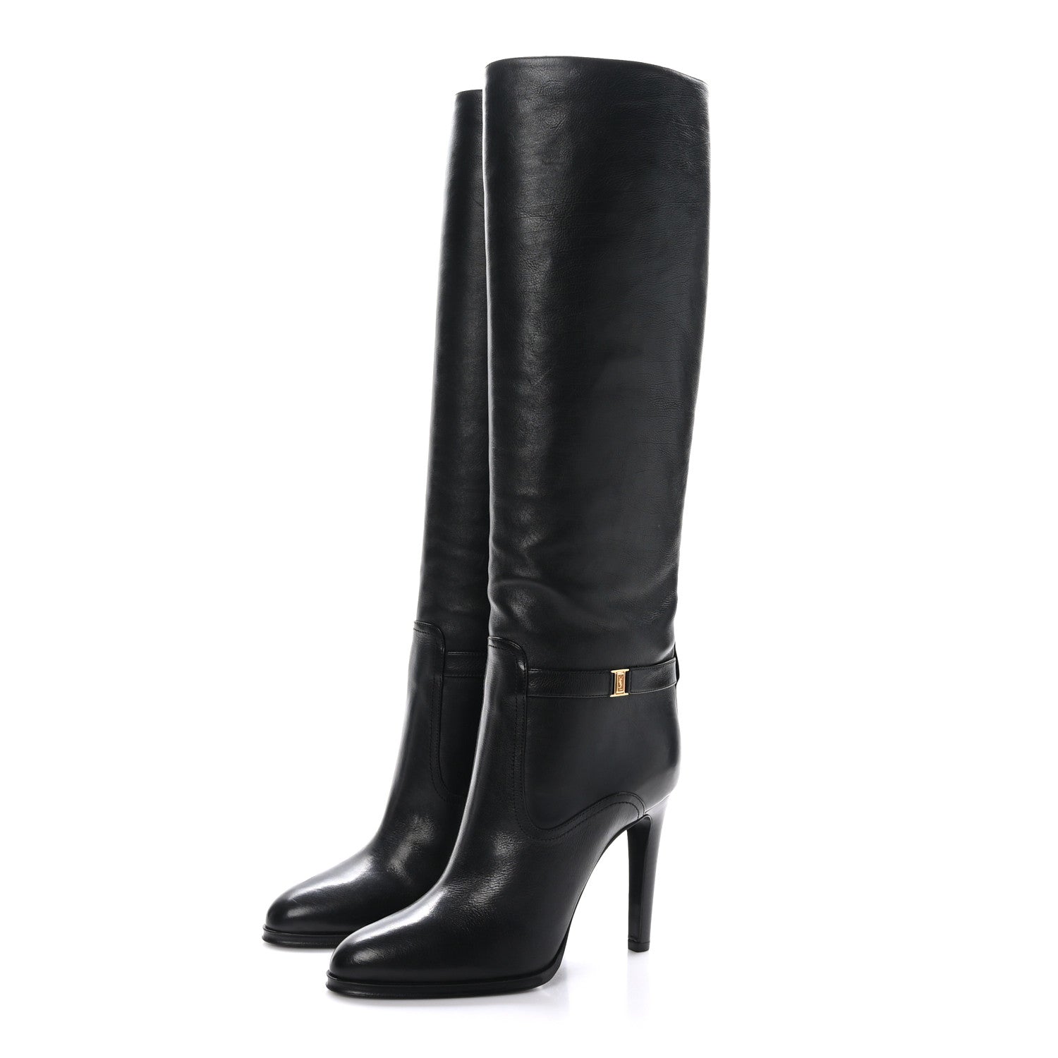 Saint Laurent Grained Calfskin Diane 100 Boots 38.5 Black 3 of 8