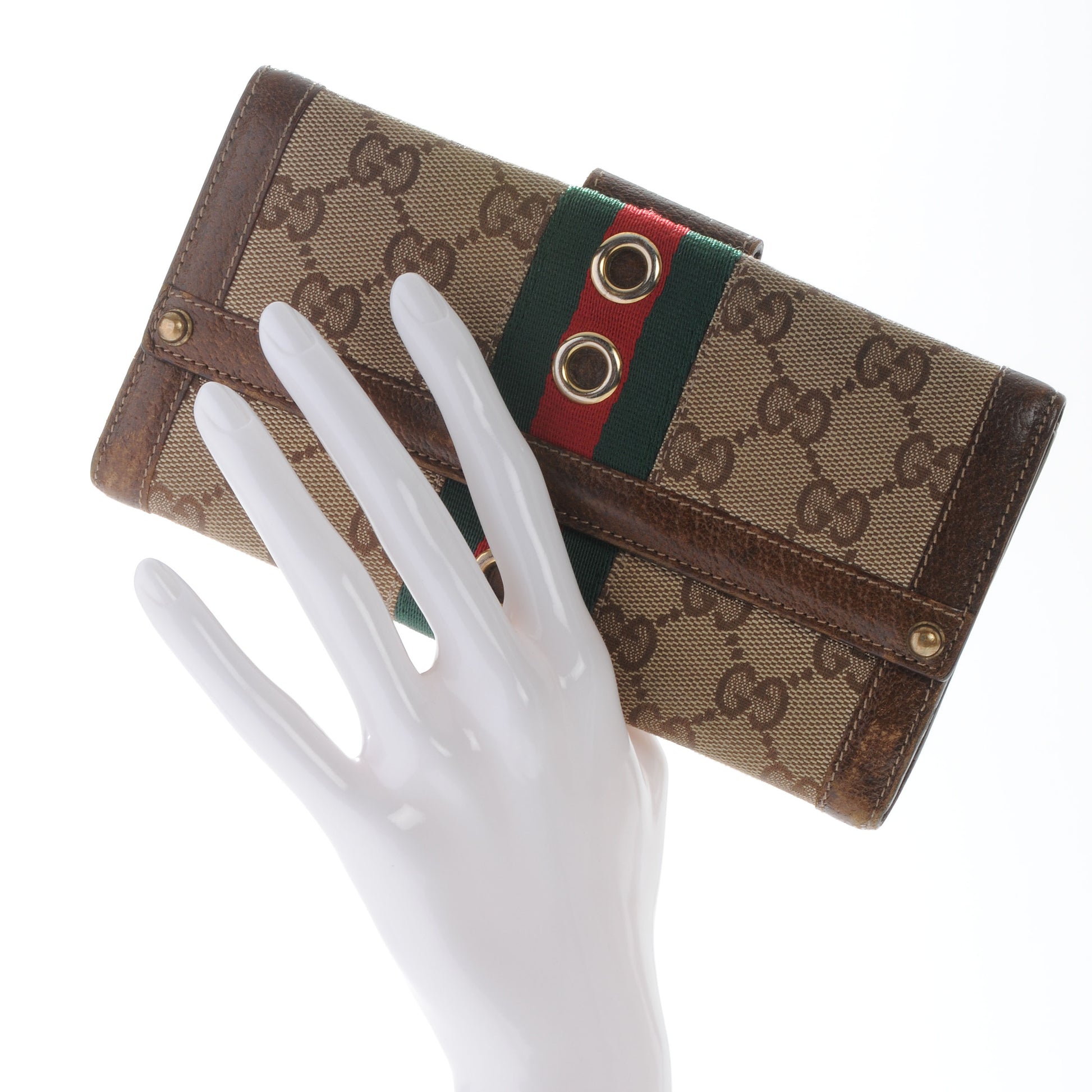 Gucci Monogram Web Grommet Continental Wallet Ebony 2 of 10