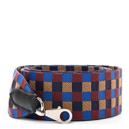 Hermes Toile Swift 50mm Maxi Quadrille Shoulder Strap Bleu Billard Biscuit Rouge H Black 1 of 6