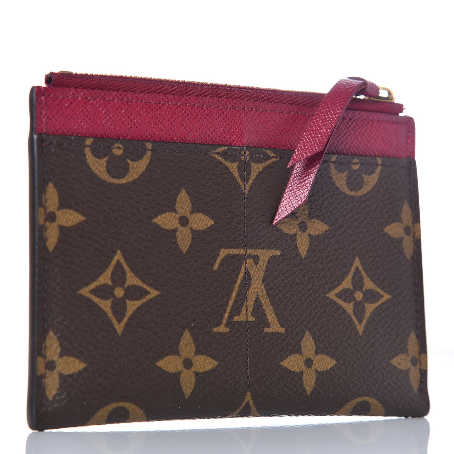 Monogram Zipped Card Holder Fuchsia