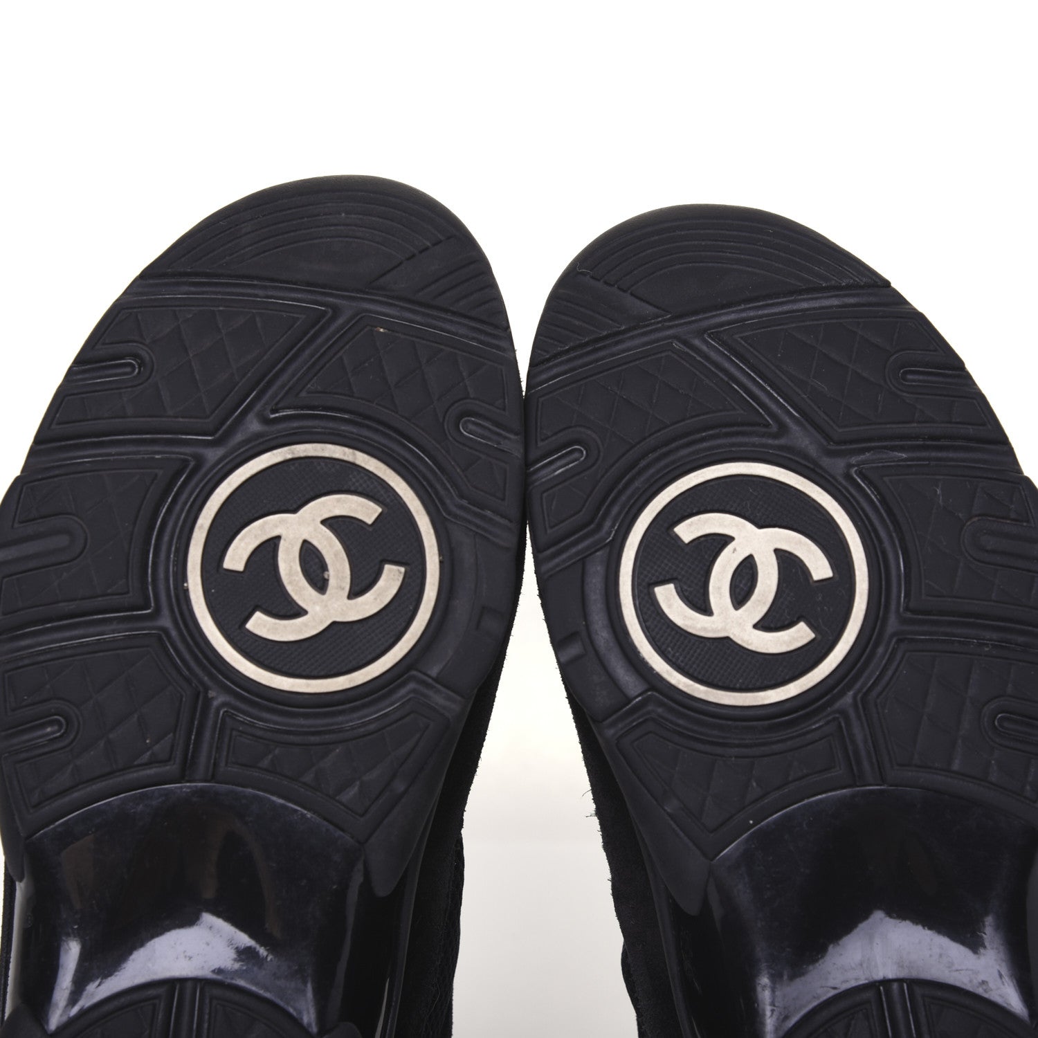 Chanel Toile Suede Calfskin CC Sneakers 39 Black 6 of 11