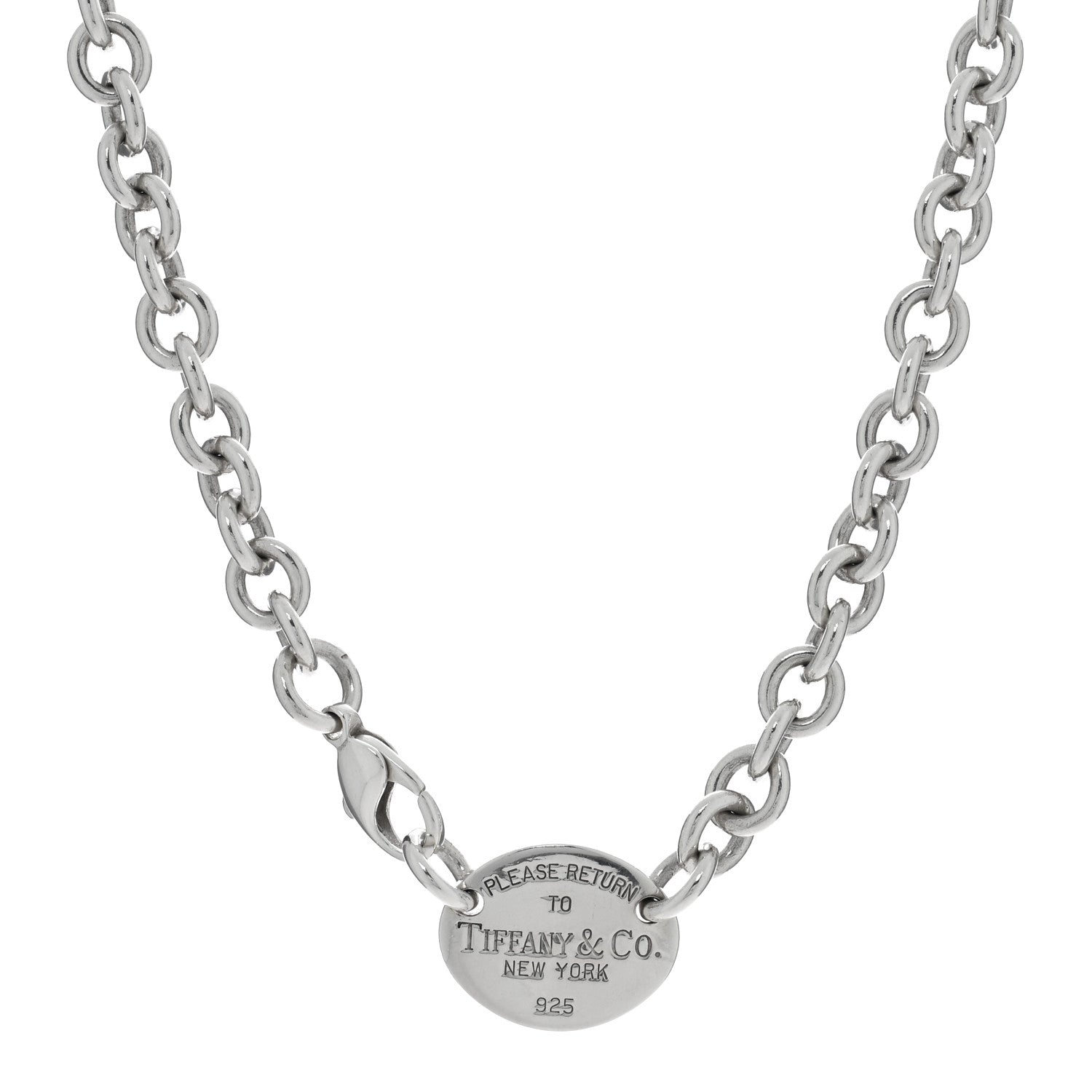 Tiffany Sterling Silver Return to Tiffany Oval Tag Choker Necklace 1 of 4