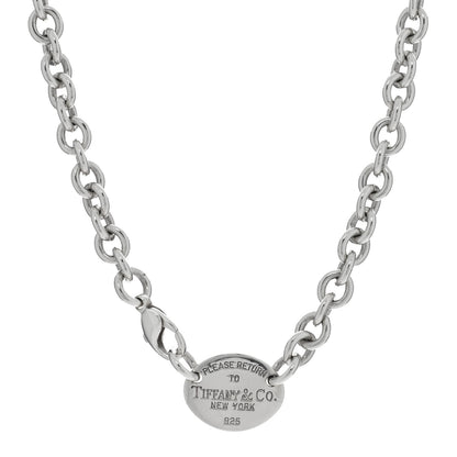 Tiffany Sterling Silver Return to Tiffany Oval Tag Choker Necklace 1 of 4