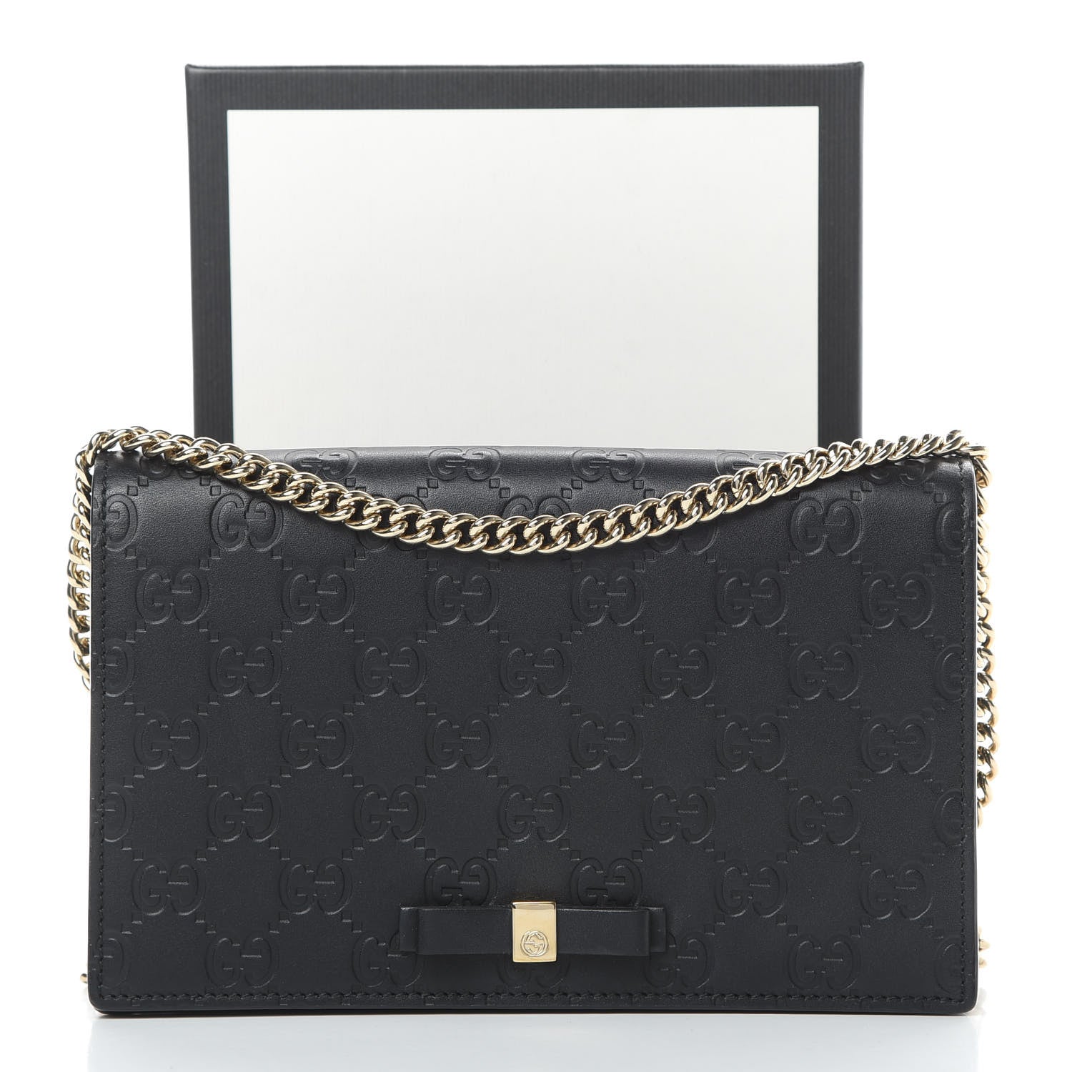 Gucci Guccissima Signature Bowy Chain Wallet Black 15 of 15