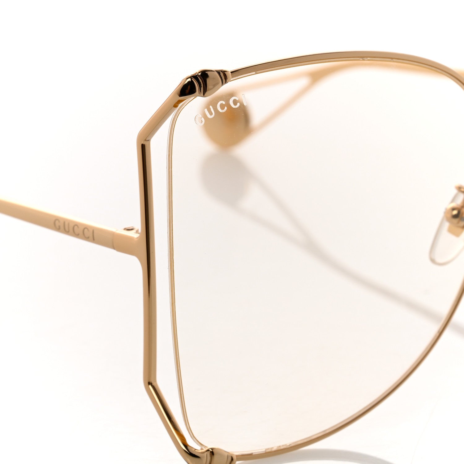 Gucci Metal Oversized Round Sunglasses GG0252S Gold 8 of 9