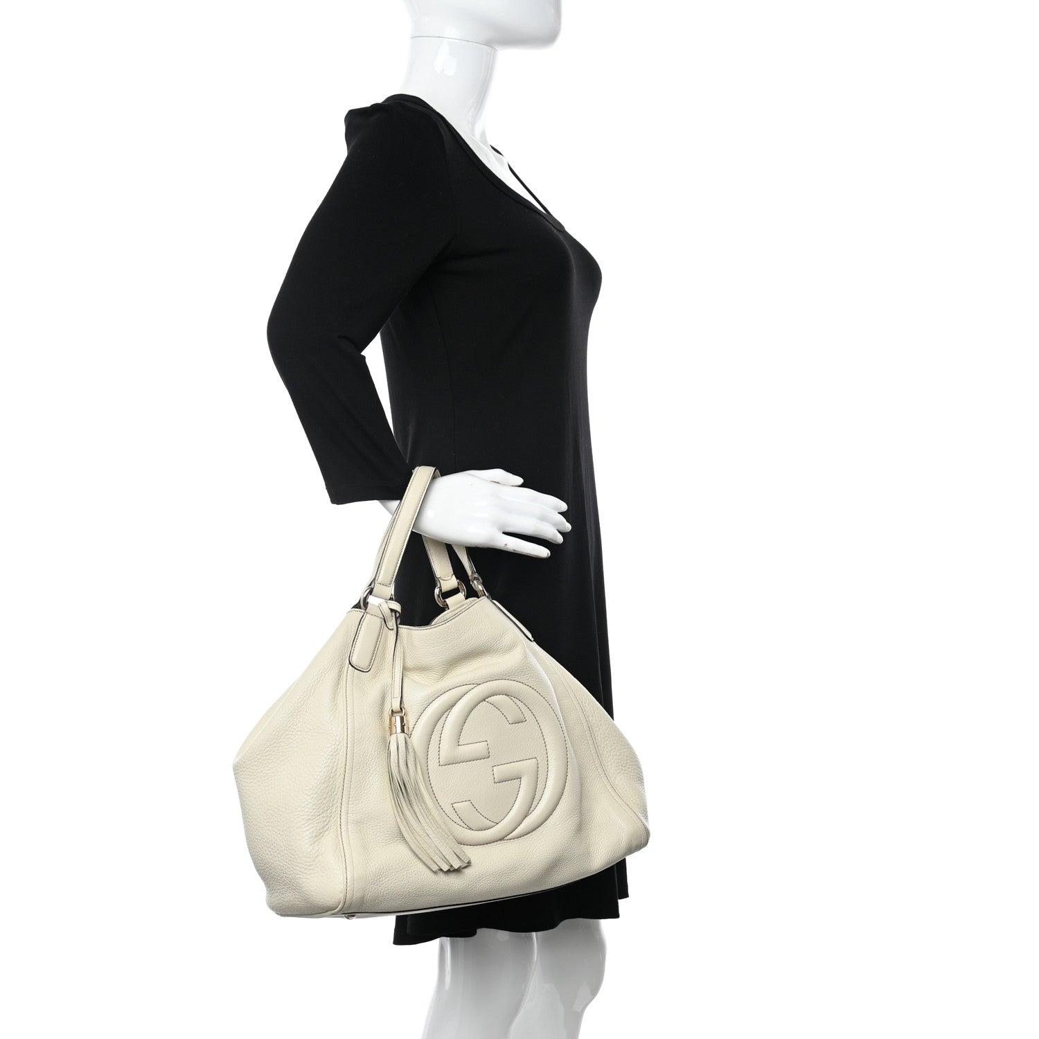 Gucci Pebbled Calfskin Medium Soho Shoulder Bag Off White 2 of 14