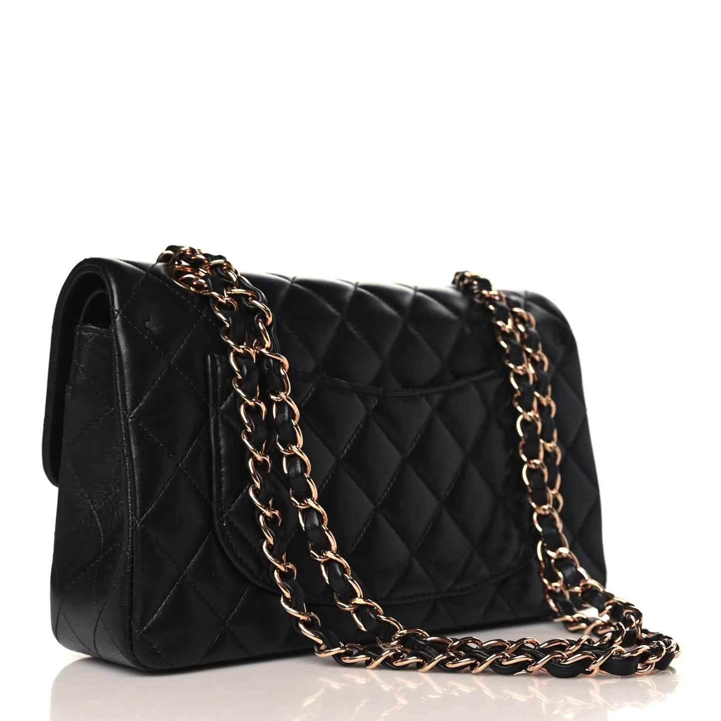 Lambskin Quilted Small Double Flap Black