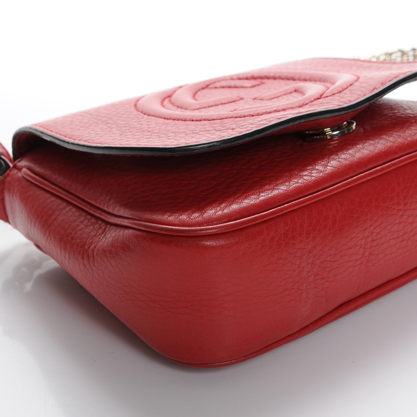 Pebbled Calfskin Small Soho Flap Crossbody Red