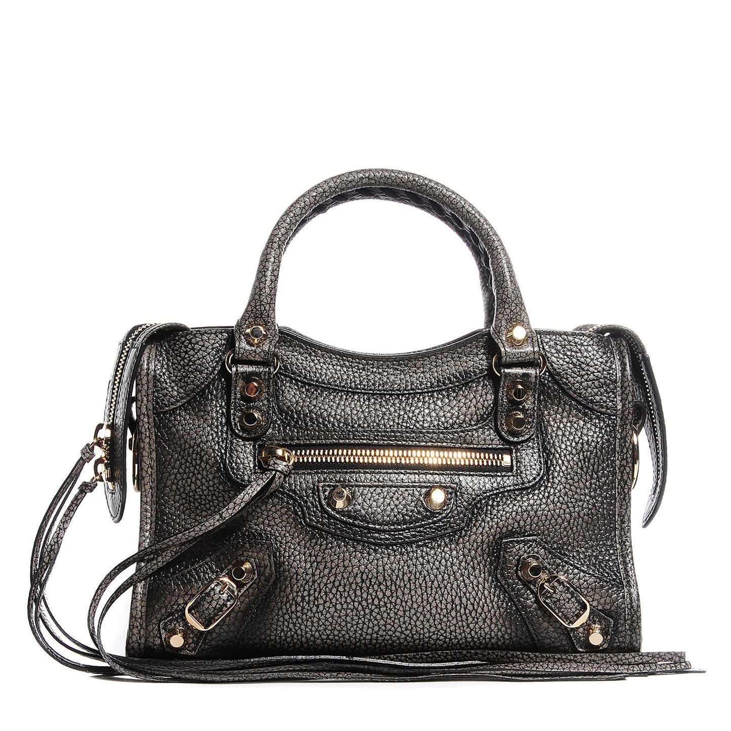 Grained Calfskin Classic Gold Hardware Mini City Ombre Grey Gradient