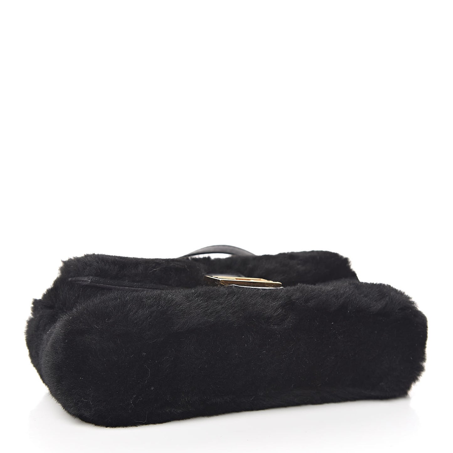 Shearling Shiny Nappa Micro Baguette Black