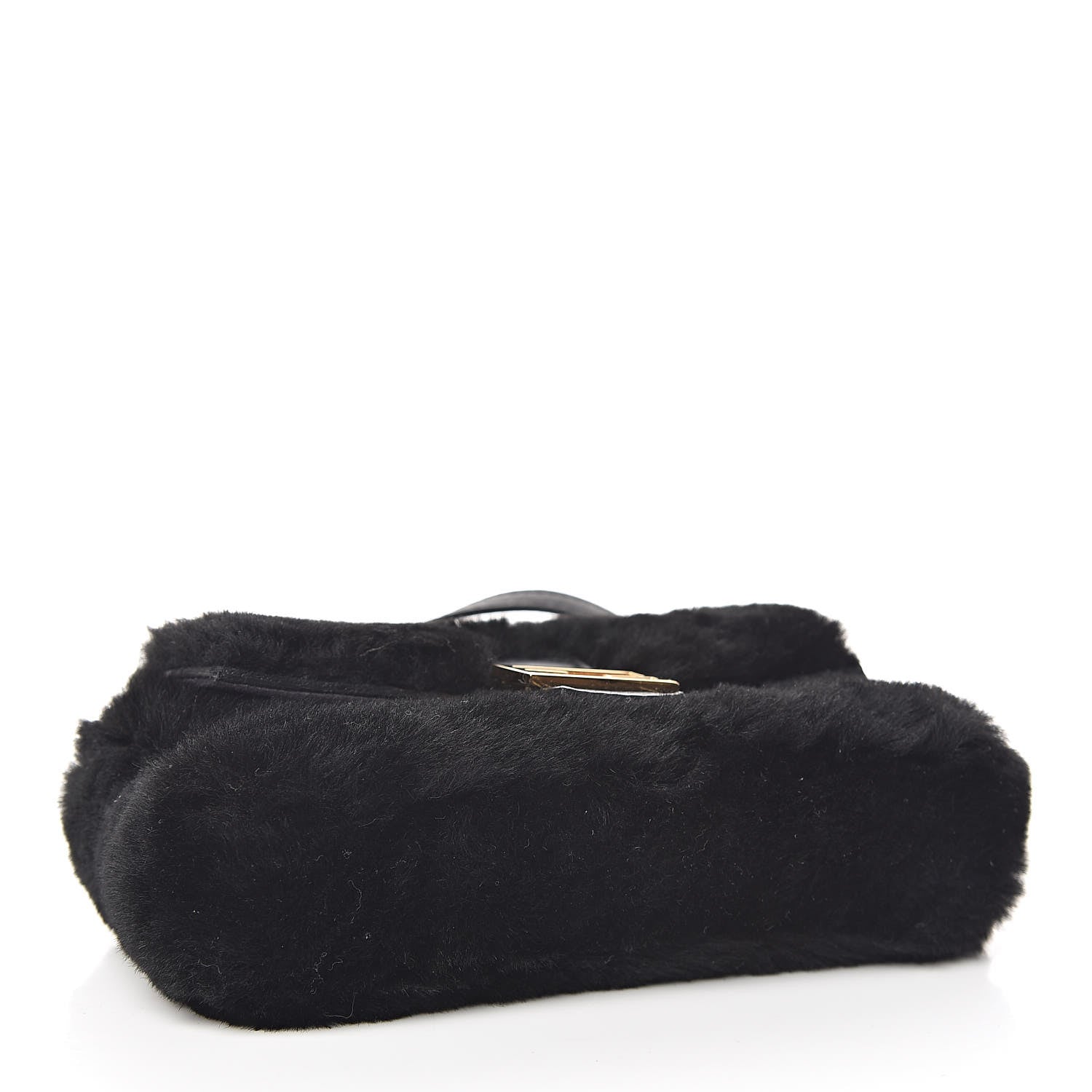 Fendi Shearling Shiny Nappa Micro Baguette Black 4 of 10