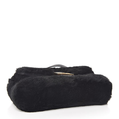 Fendi Shearling Shiny Nappa Micro Baguette Black 4 of 10