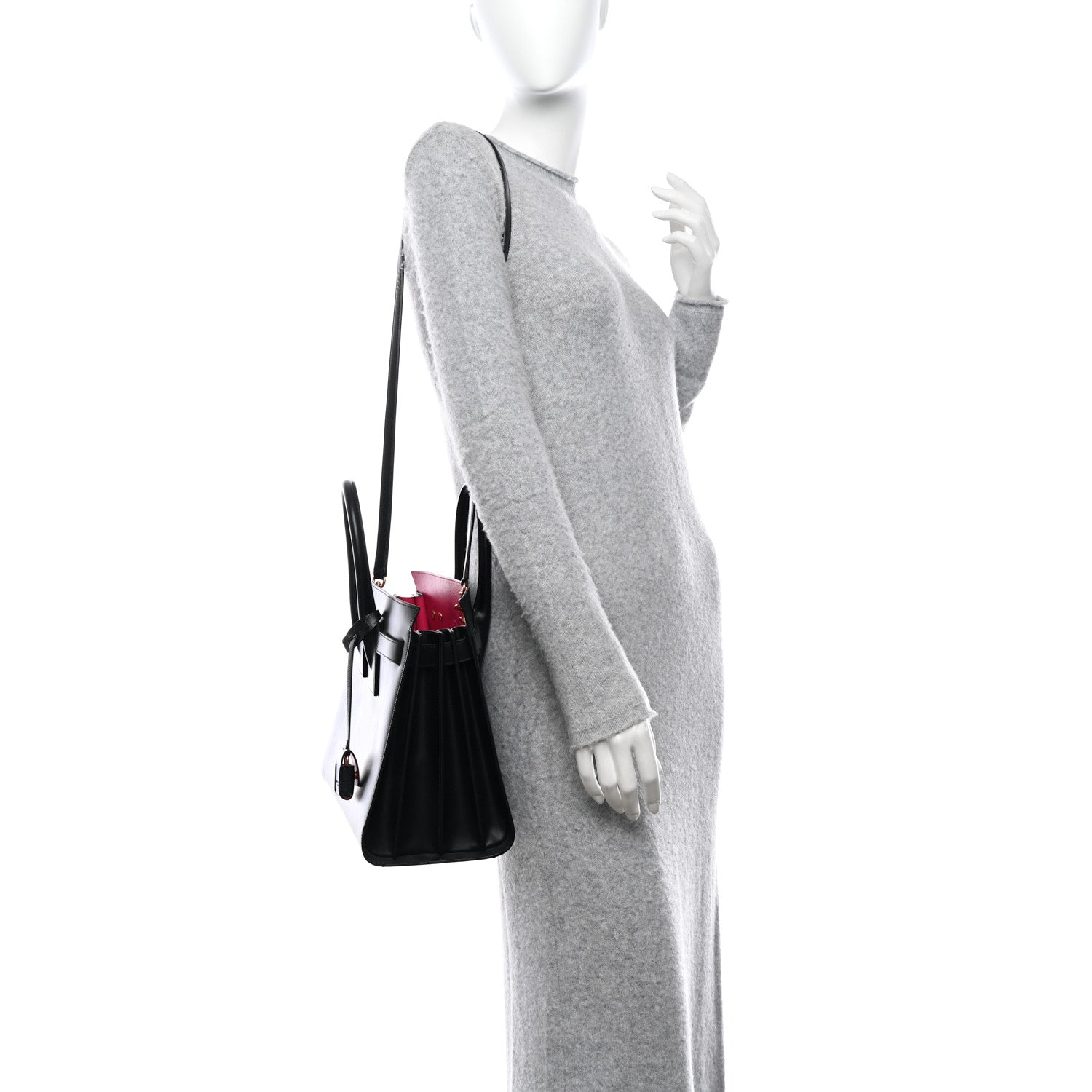 Saint Laurent Calfskin Small Sac De Jour Black Fuchsia 2 of 14