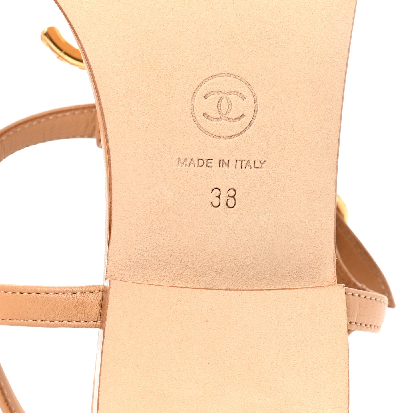 Lambskin Quilted CC Thong Sandals 38 Beige