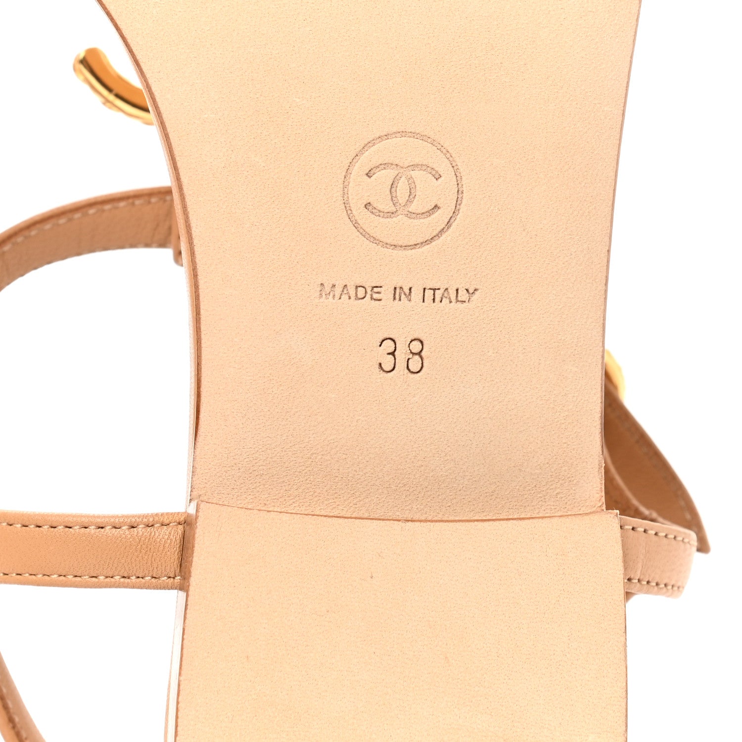 Chanel Lambskin Quilted CC Thong Sandals 38 Beige 7 of 8