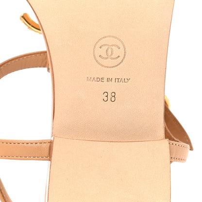 Chanel Lambskin Quilted CC Thong Sandals 38 Beige 7 of 8