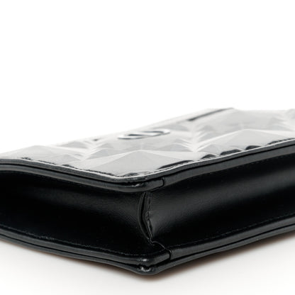 Christian Dior Calfskin Macrocannage Diamond Caro Zipped Pouch With Chain Black 9 of 10