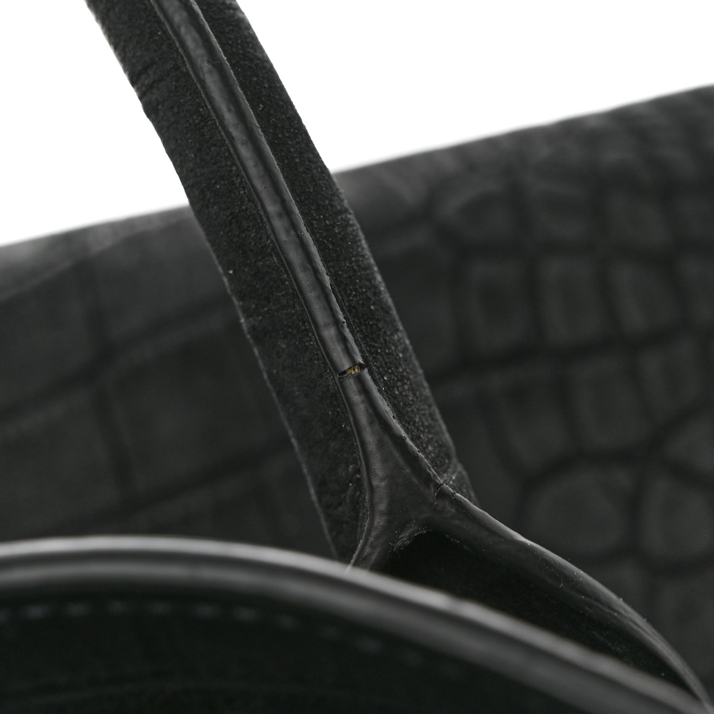 Crocodile Embossed Suede Small Supple Sac de Jour Black