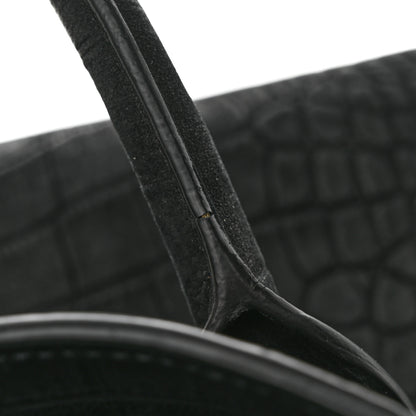 Saint Laurent Crocodile Embossed Suede Small Supple Sac de Jour Black 15 of 18