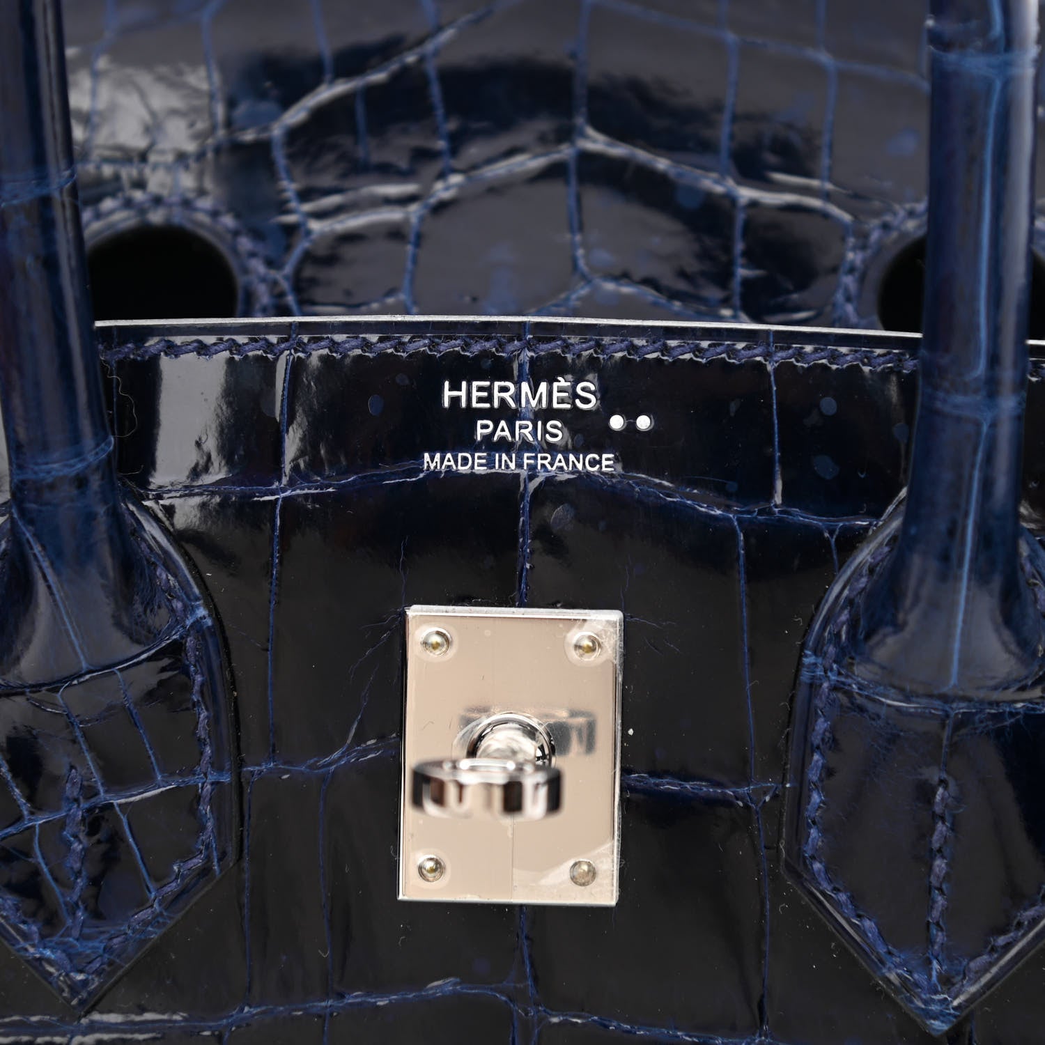 Hermes Shiny Niloticus Crocodile Birkin 25 Bleu Saphir 6 of 12