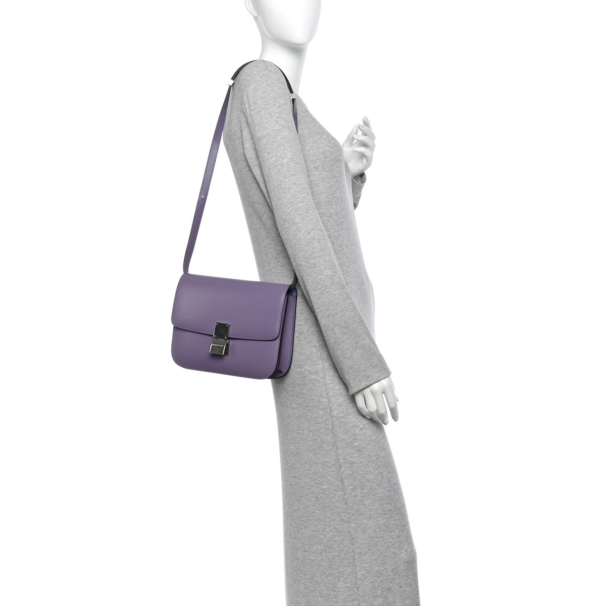 Celine Box Calfskin Medium Classic Box Flap Bag Amethyst 2 of 10