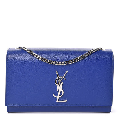 Saint Laurent Grain De Poudre Medium Classic Monogram Kate Satchel Flash Blue 1 of 10