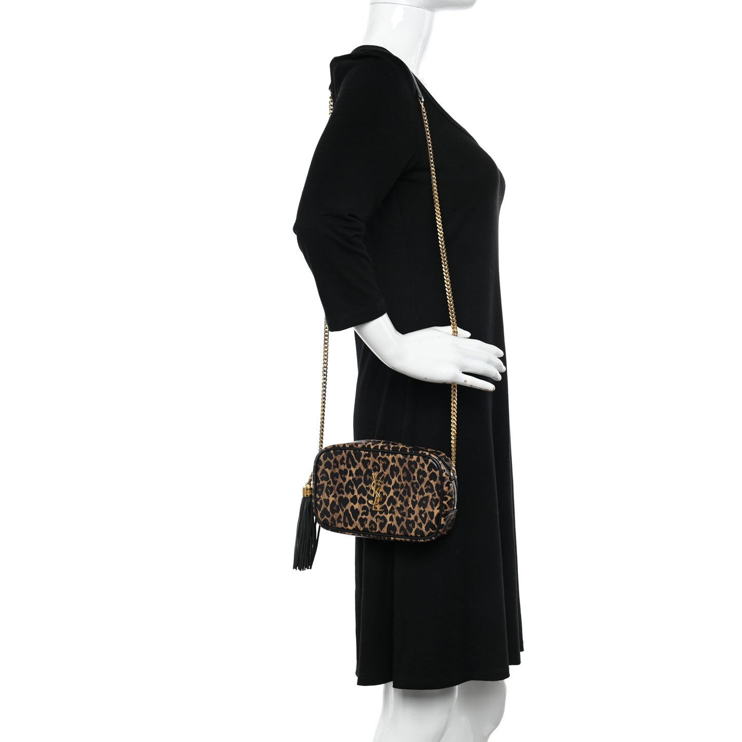 Calfskin Heart Leopard Print Monogram Mini Lou Camera Bag Toffee