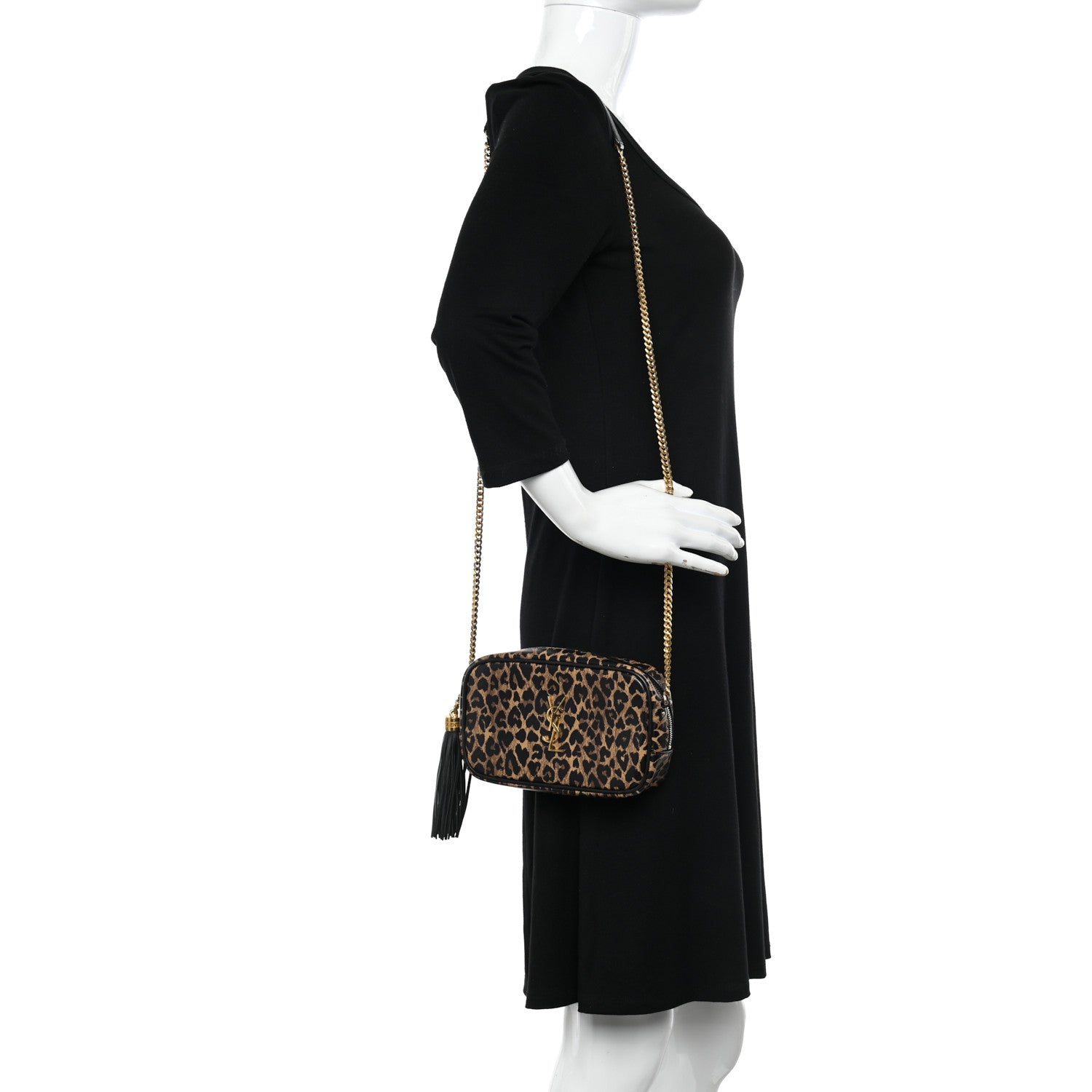 Saint Laurent Calfskin Heart Leopard Print Monogram Mini Lou Camera Bag Toffee 2 of 10
