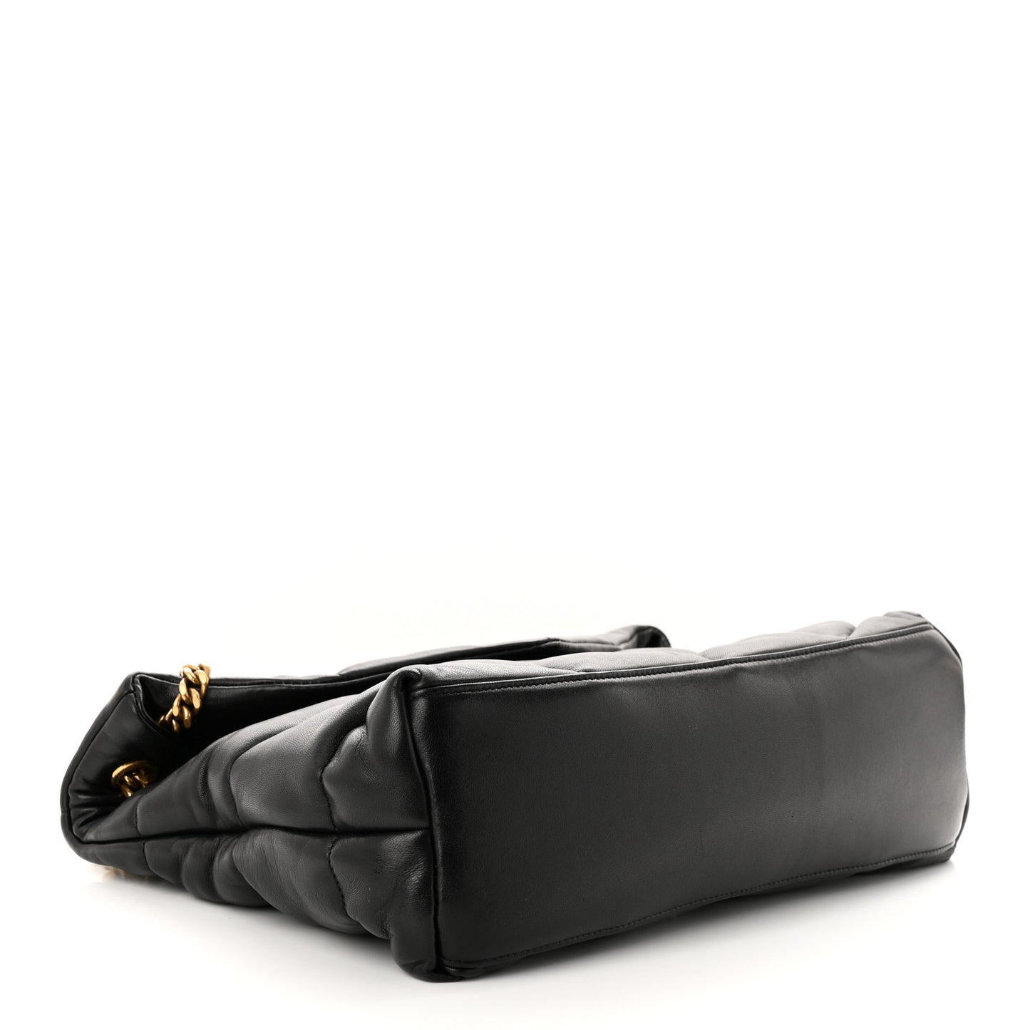 Lambskin Quilted Medium Loulou Puffer Monogram Chain Satchel Black