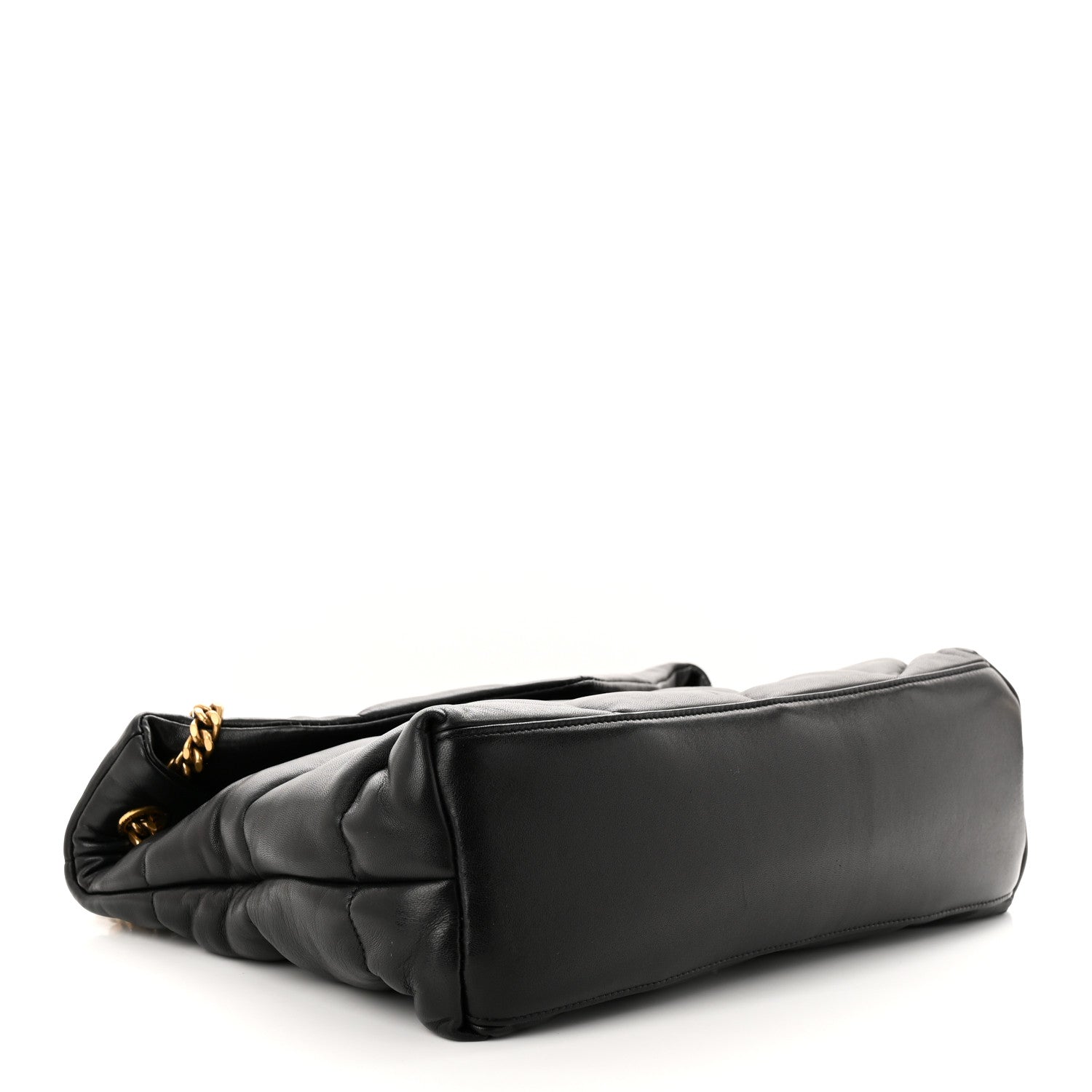 Saint Laurent Lambskin Quilted Medium Loulou Puffer Monogram Chain Satchel Black 4 of 11