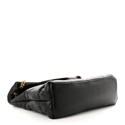 Saint Laurent Lambskin Quilted Medium Loulou Puffer Monogram Chain Satchel Black 4 of 11